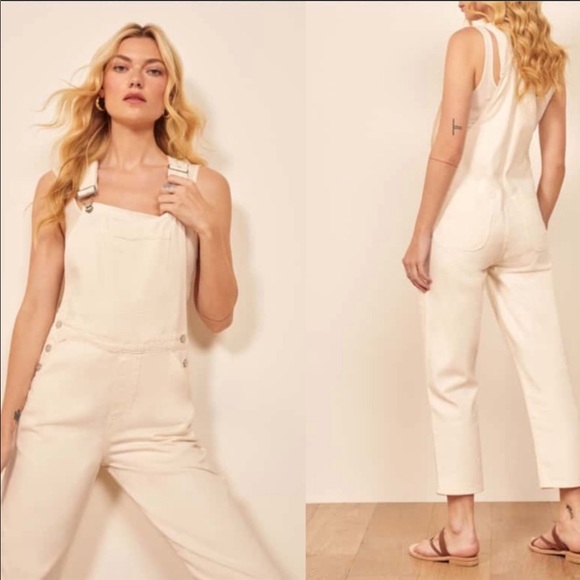 Reformation Pants - NWT💕Reformation Smith Overalls Ivory Denim 8